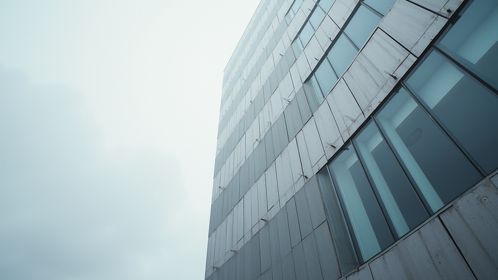 High angle view of a modern building made of aluminum
