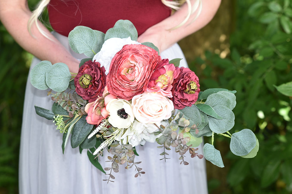 Miniatyrbild: Wine & Pink Bridesmaid Bouquet