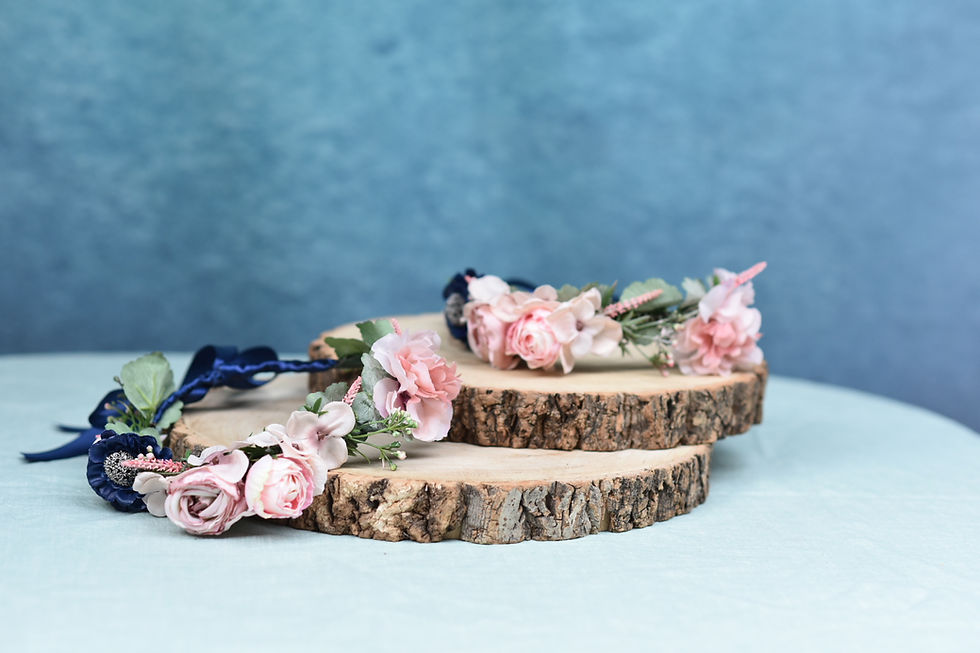 Thumbnail: Dusky Rose Childs Flower Hair Crown/Wreath