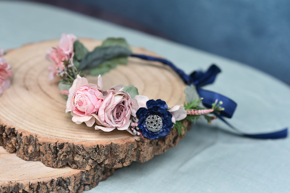 Miniaturebillede: Dusky Rose Childs Flower Hair Crown/Wreath