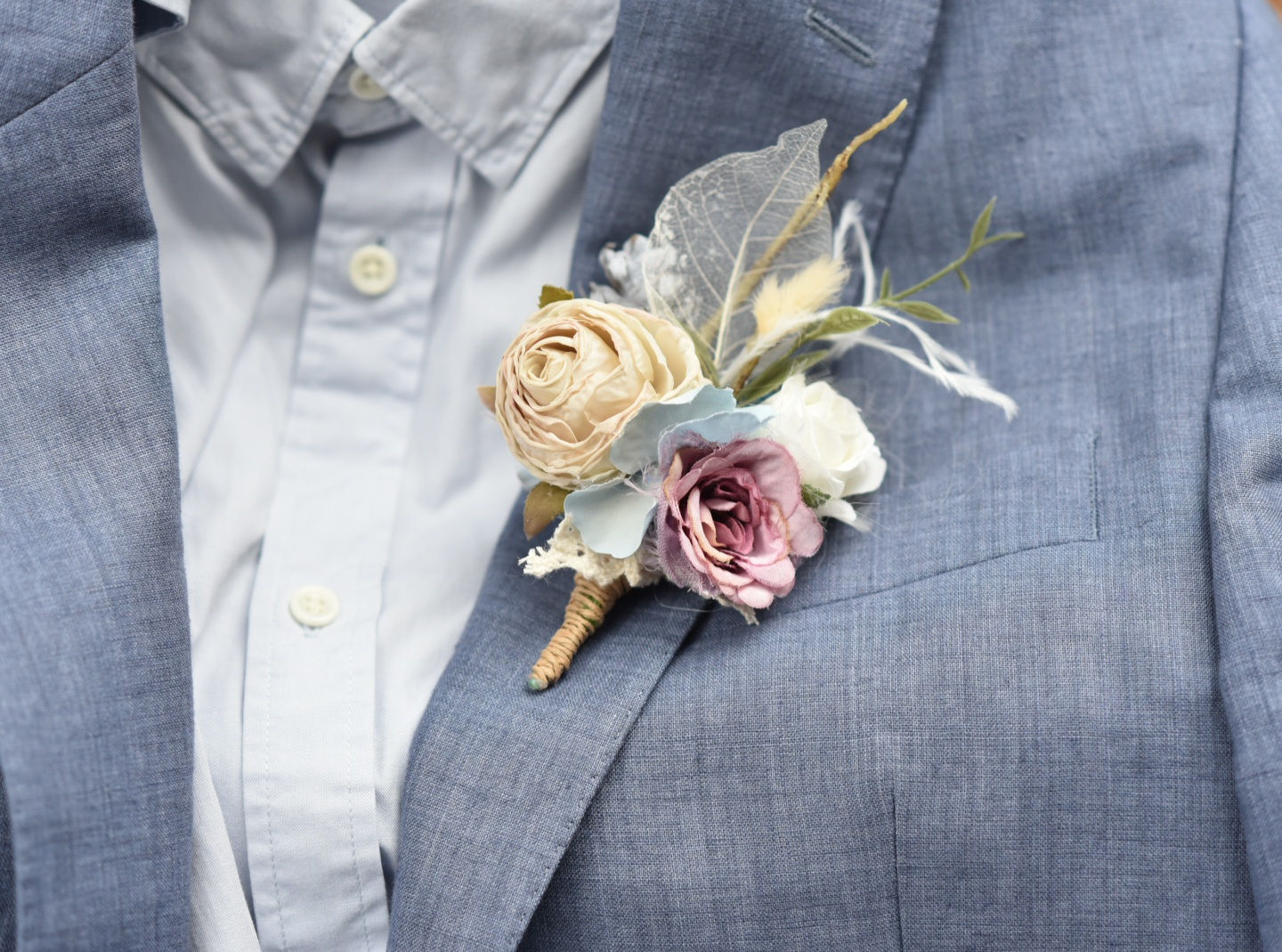 Ethereal Rose Fantasy Trailing Vine Boutonniere Pin