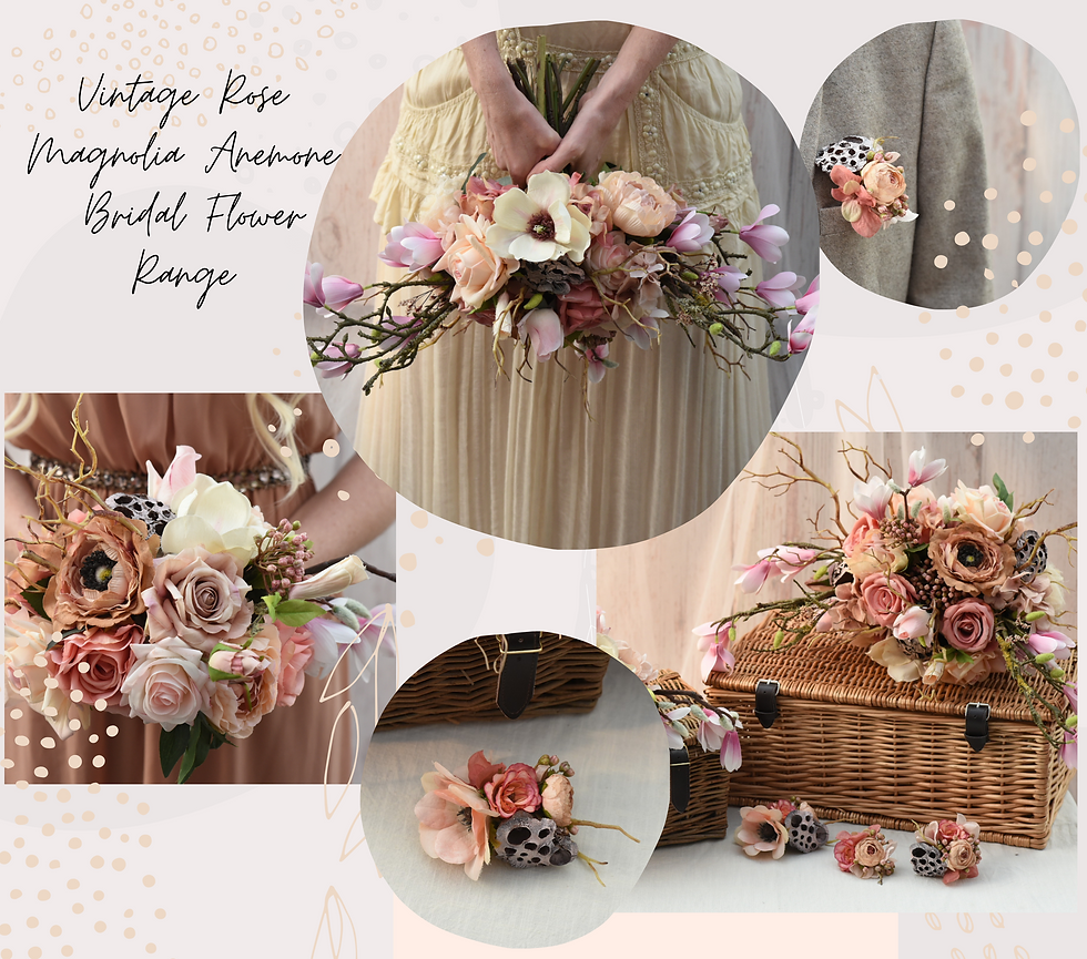 Svadobný kvet Vintage Rose Magnolia Anemone