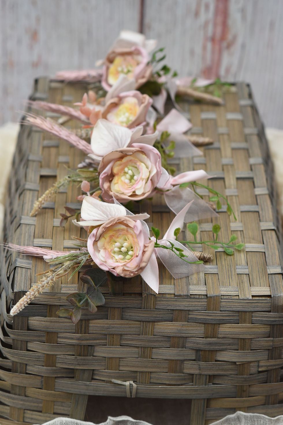 Miniaturebillede: Blush Ivory and Sage Vintage Peony Rose Orchid Trailing x 4 knaphuller