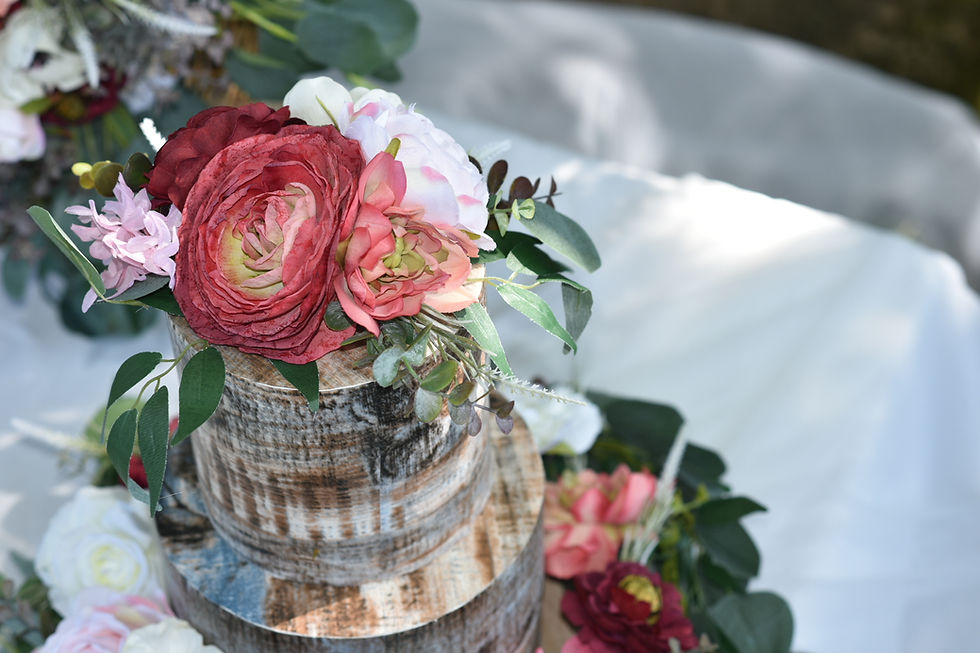 Miniaturebillede: Wine & Pink x 2 Cake Topper & Wreath Flowers Set