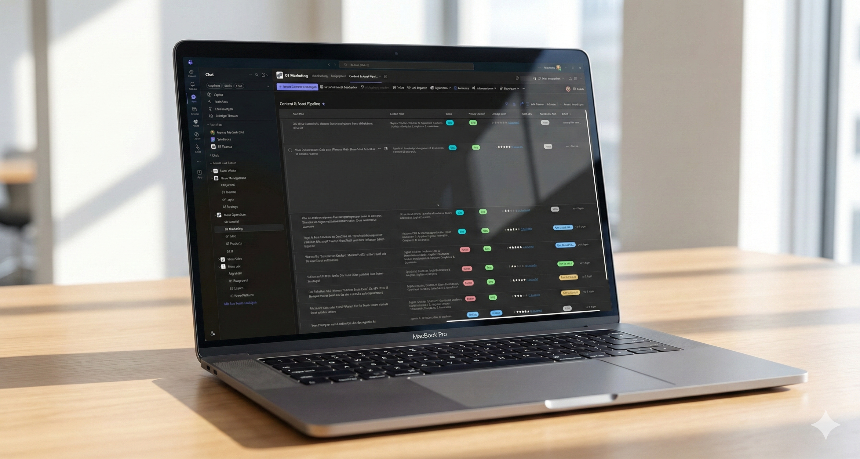 Laptop mit Microsoft Lists als Beispiel für strukturierte Prozessdaten