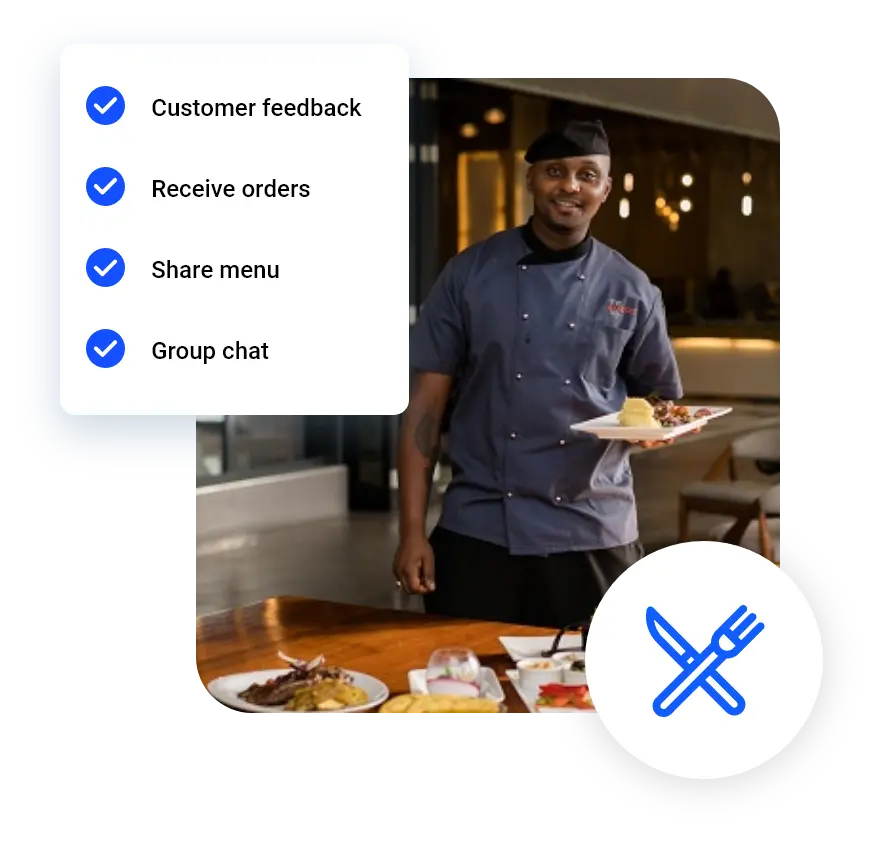 A waiter serving food
