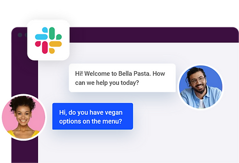 Text conversation between a business and external customer via Slack using Falkon SMS
