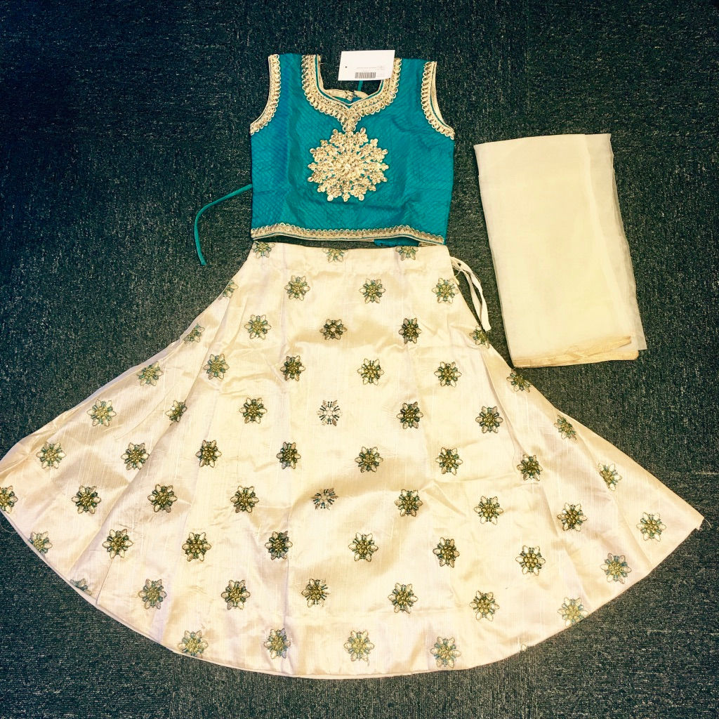 Dark Sky Blue and Gold  lehenga in Silk Cotton TAANI BAANI FASHION