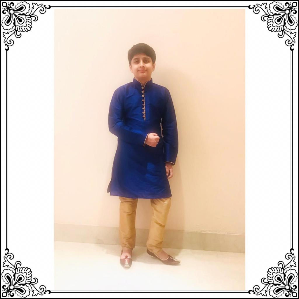 Dark Blue Kurta with Gold Pajama. TAANI BAANI FASHION