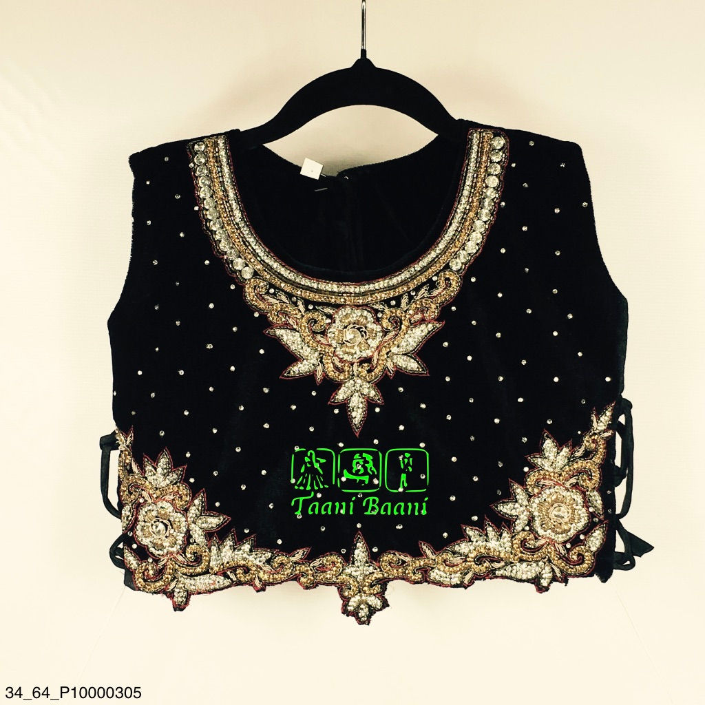 Red and Black Lehenga in Velvet and Net with embroidery TAANI BAANI FASHION