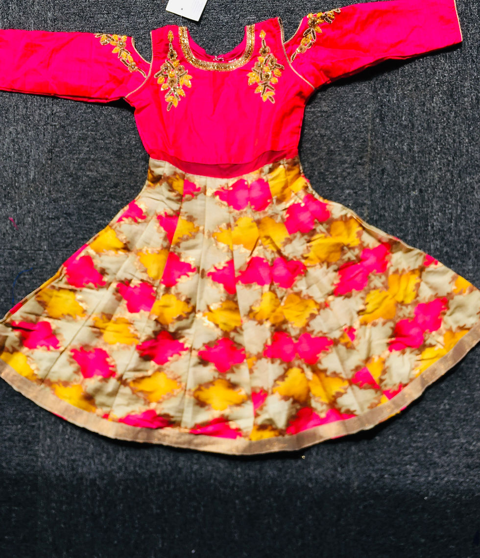 Pink and gold colour dress in silk cotton with embroidery TAANI BAANI FASHION