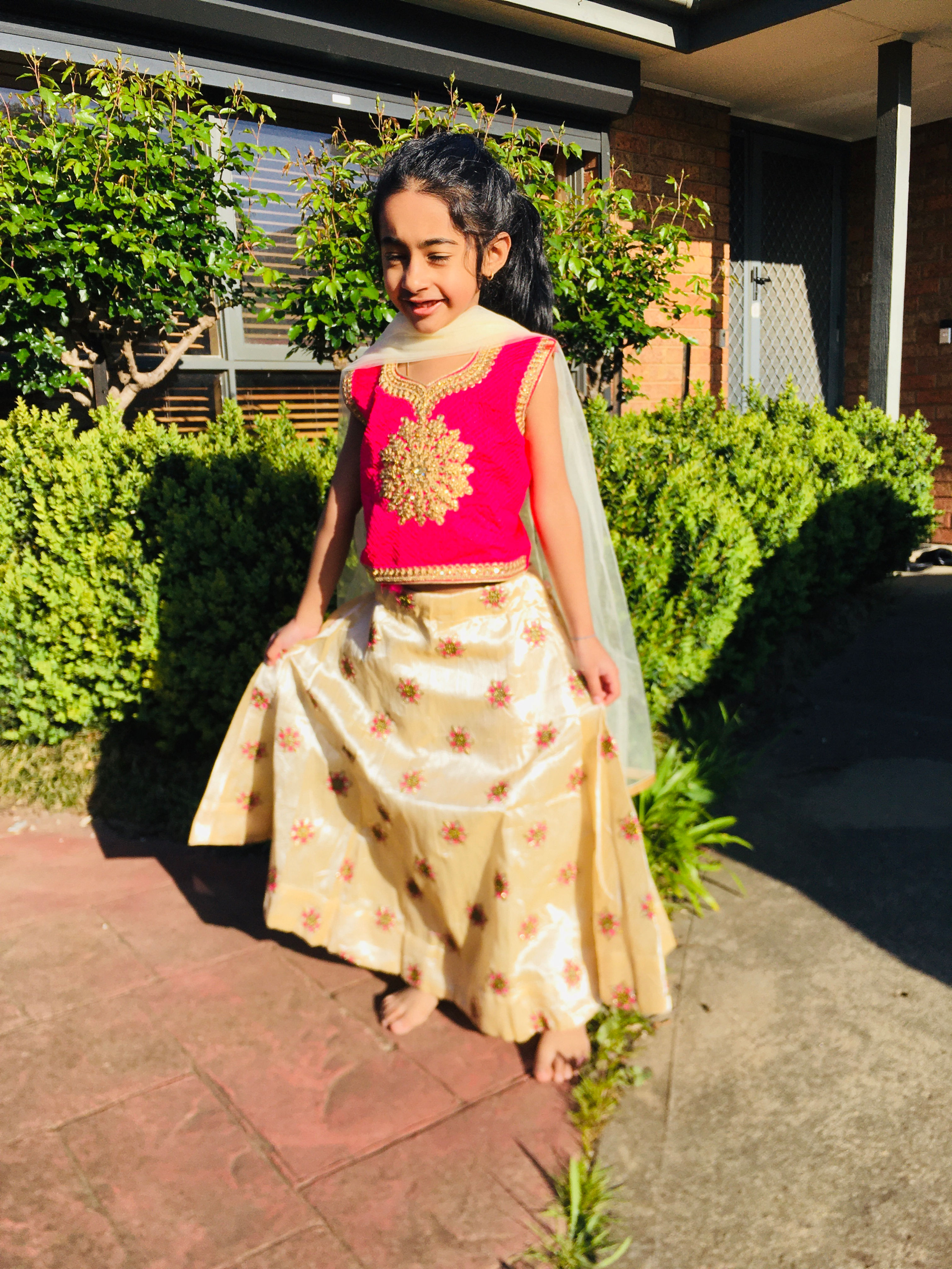 Dark Pink and Gold  lehenga in Silk & Cotton TAANI BAANI FASHION