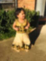 Thumbnail: Golden and Black colour dress in net with embroidery TAANI BAANI FASHION