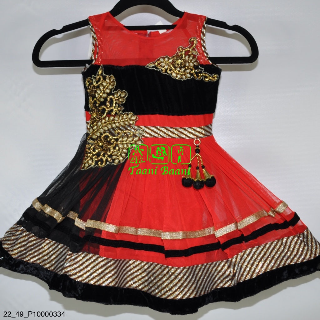 Red and black dress in net with embroidery TAANI BAANI FASHION