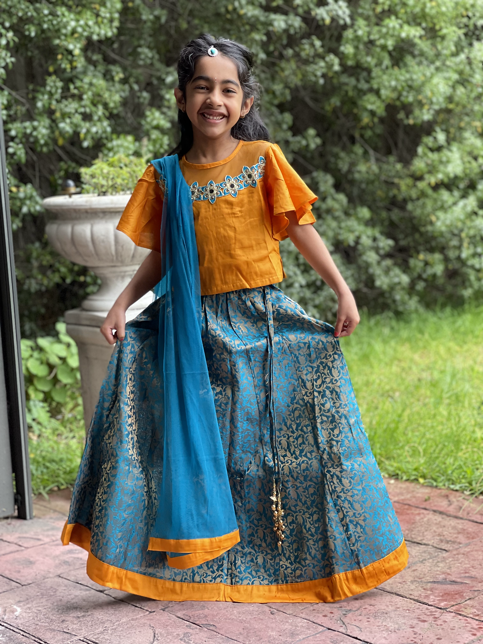 Thumbnail: P10000691 - Blue & Mustard yellow lehenga Soft Silk Brocade TAANI BAANI FASHION