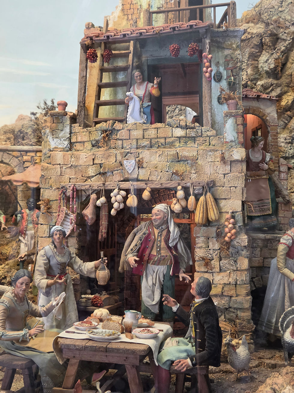The table only holds foods native to Sorrento! The Nativity is not a distant idea but a deeply personal one.