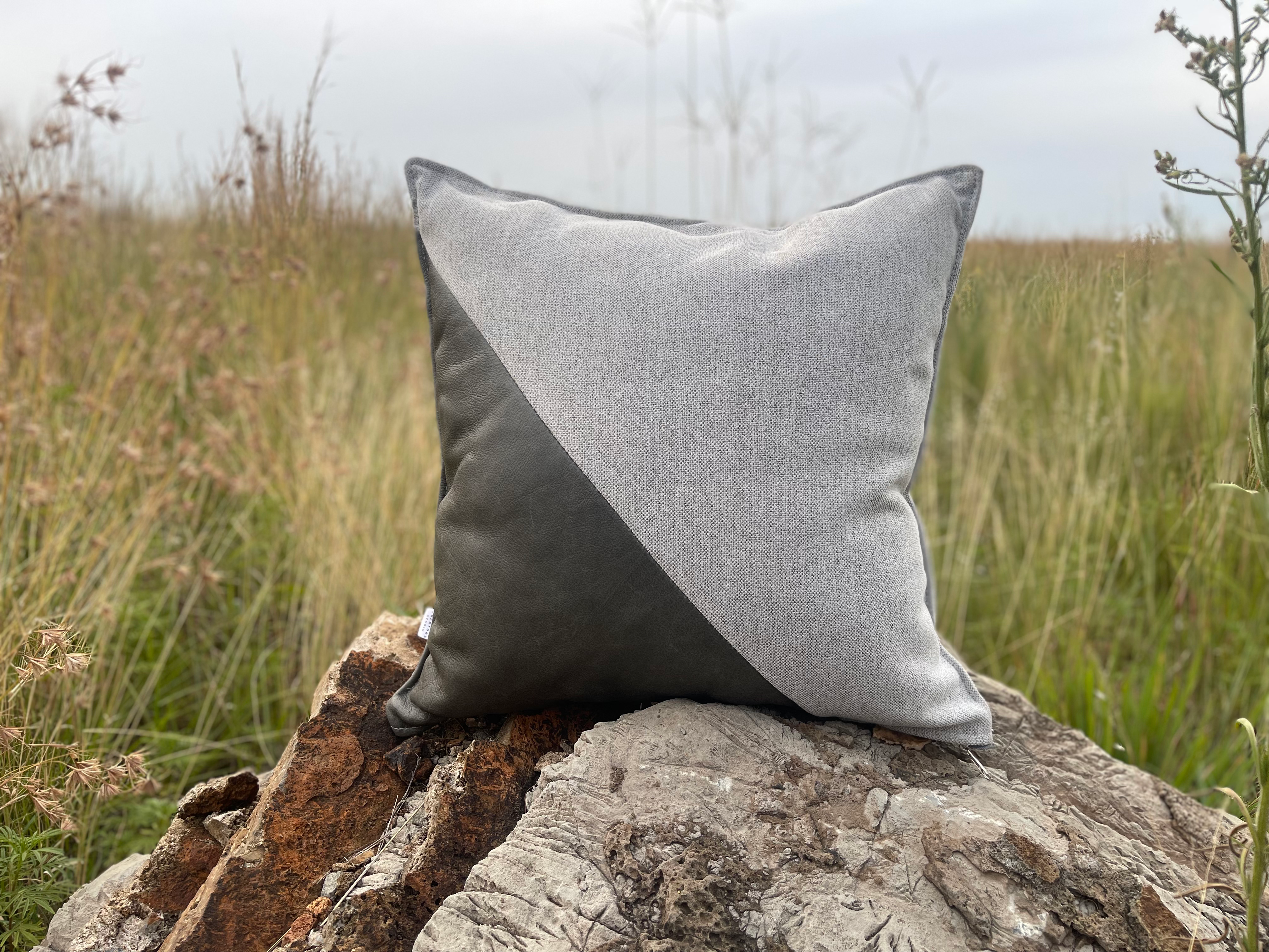 Grey Leather Scatter Cushion