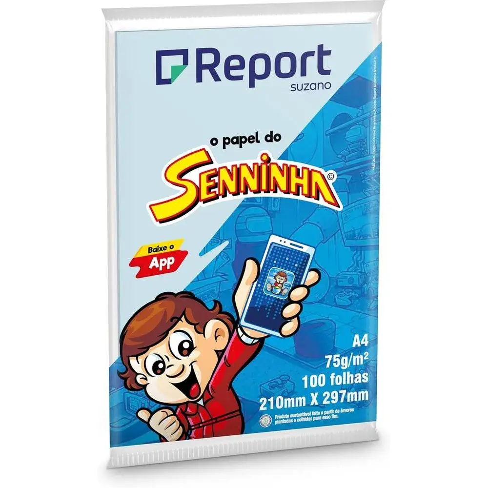 Papel Sulfite A4 com 100 Azul Senninha Report