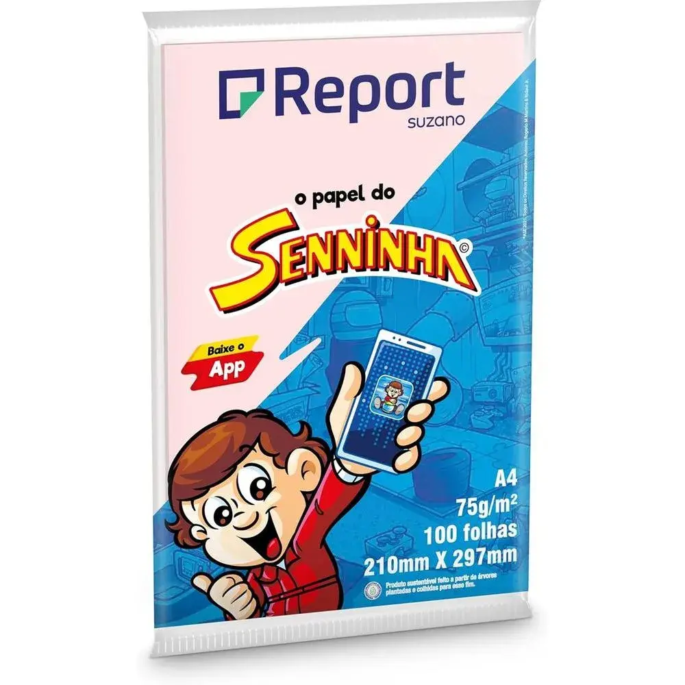 Papel Sulfite A4 Report Senninha Rosa com 100 Folhas 75g