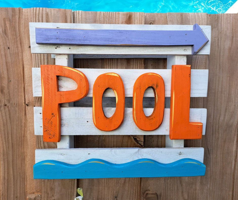 Pool Handmade in Florida Coastal Sign Wood Wall Art
