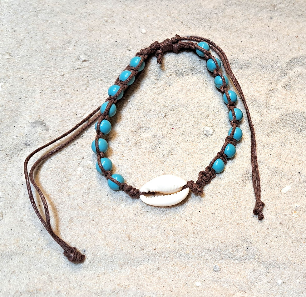 WHSL Shell Turquoise White Beaded Beach Bracelets Lot of 12