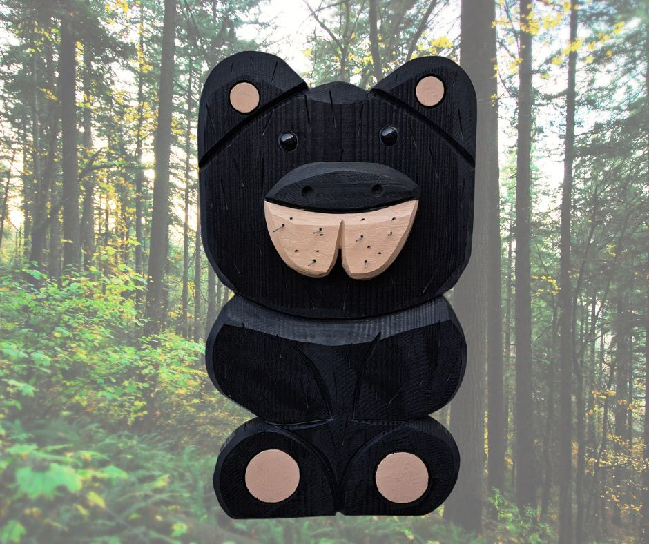Black Bear Handmade Wood Wall Art Cabin