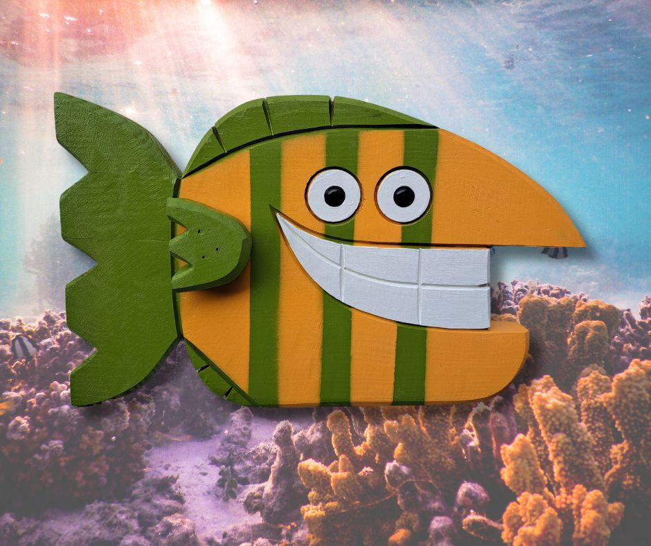 George the Fish Handmade Beach Wood Wall Art