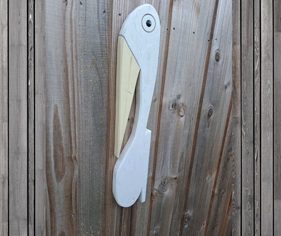 Fancy Egret with Metal Legs Handmade Wood Art