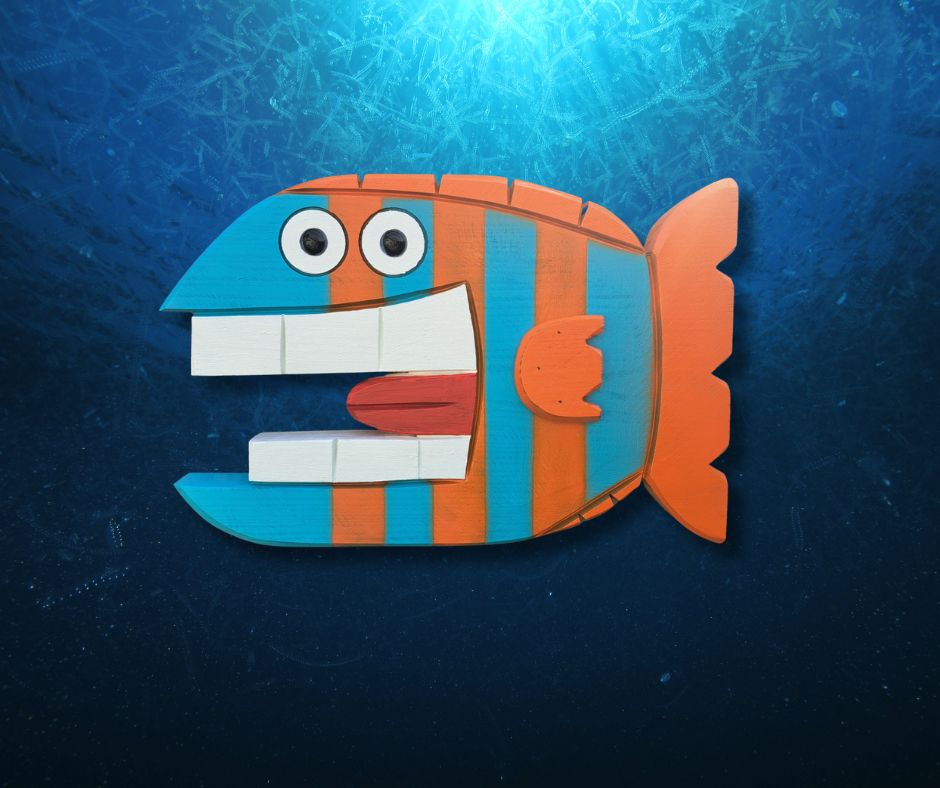 Captain Chomper Handmade Beach Wood Wall Art