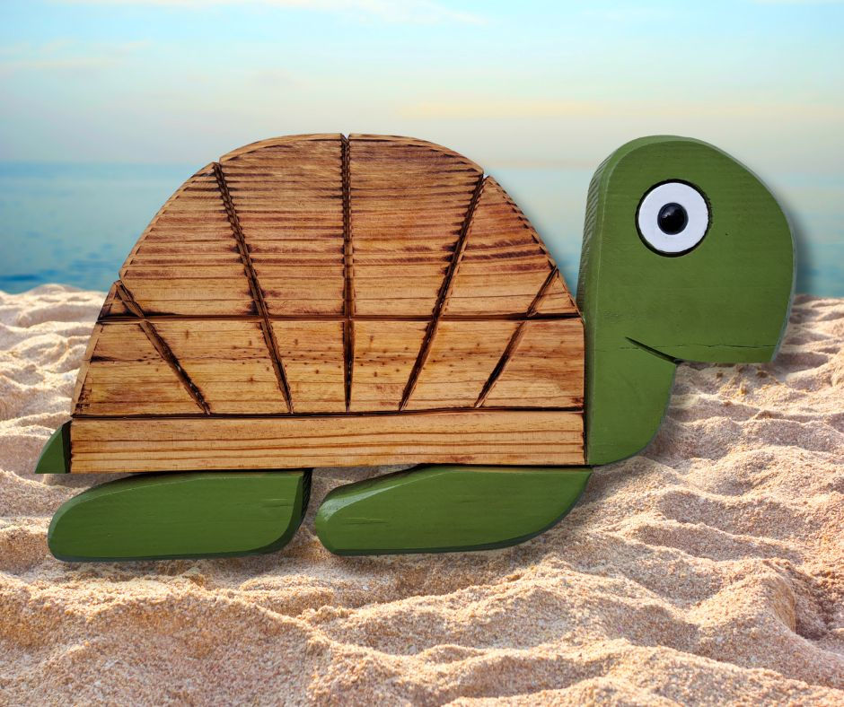 Teddy the Turtle Beach Handmade Wood Wall Art