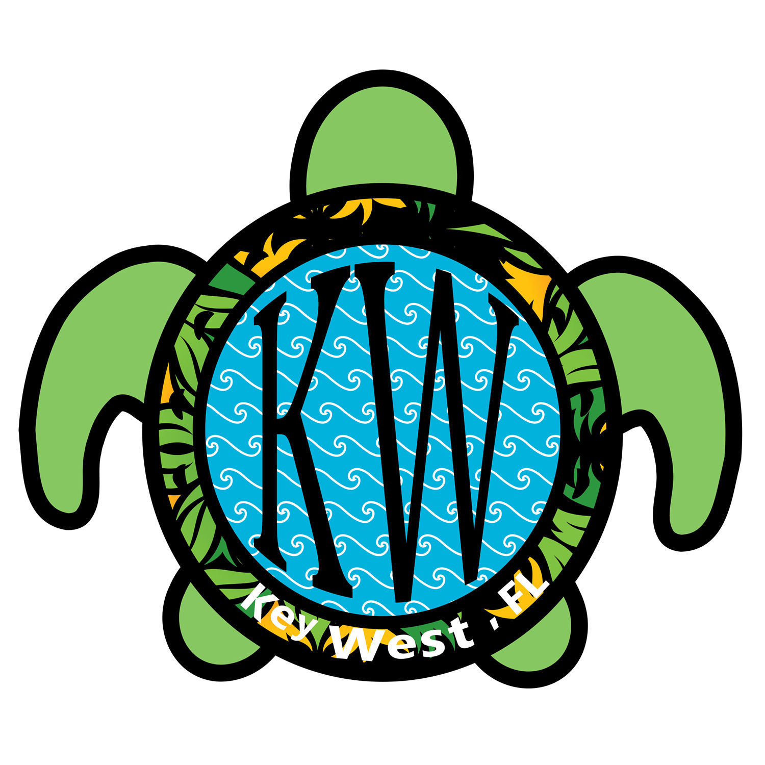 Key West Turtle Vinyl Bumper Sticker