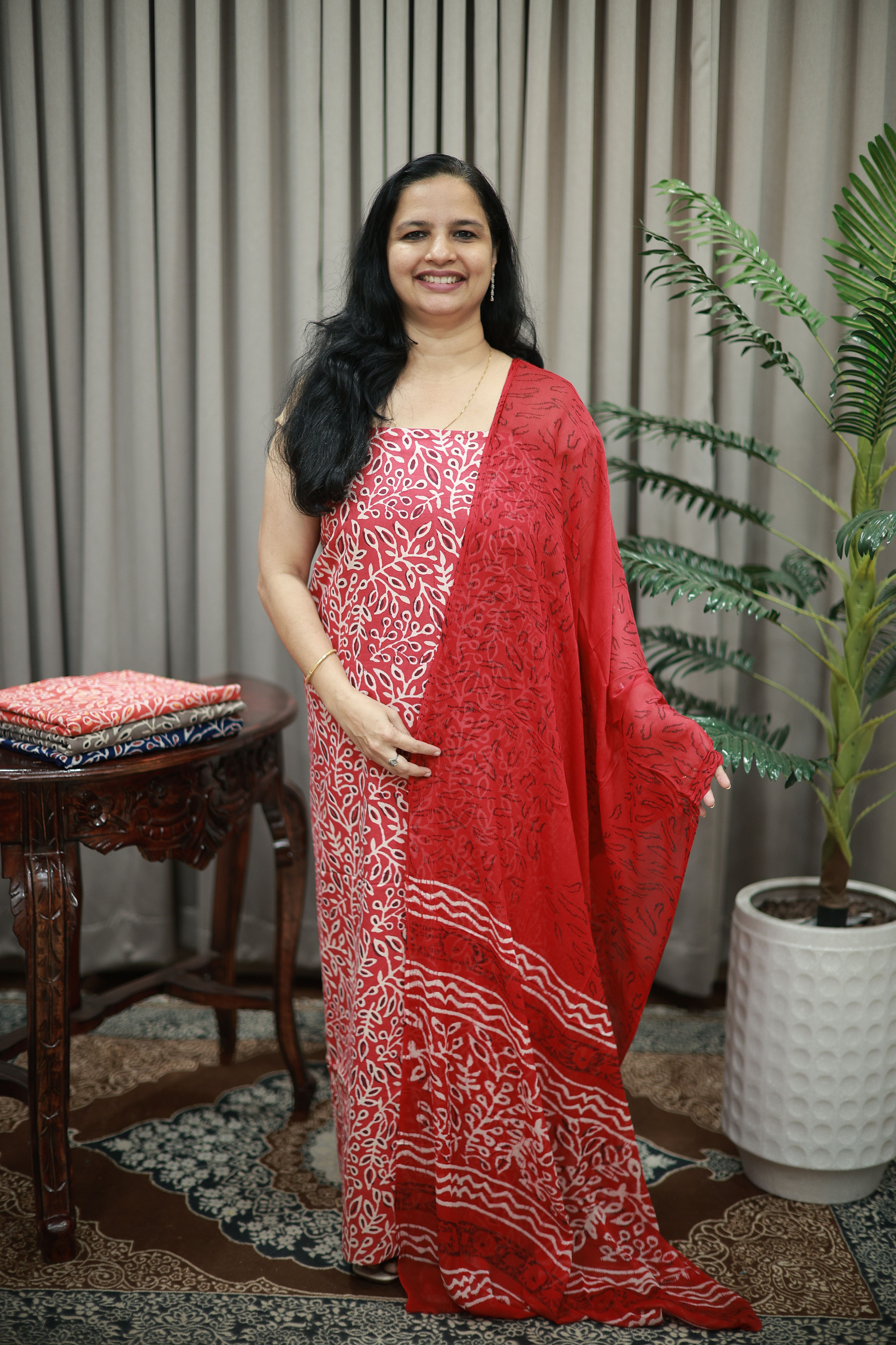 PURE COTTON WITH CHIFFON DUPATTA (RDCH-CN-1798))