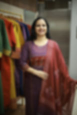 Lavender cotton stitched churidar set with printed dupatta for women