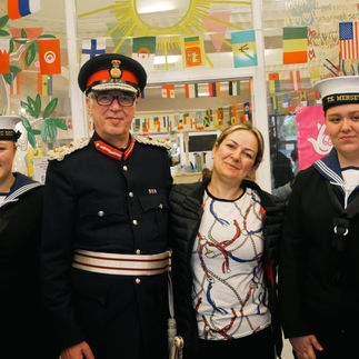 One of our volunteers with Lord Lieutenant and his cadets