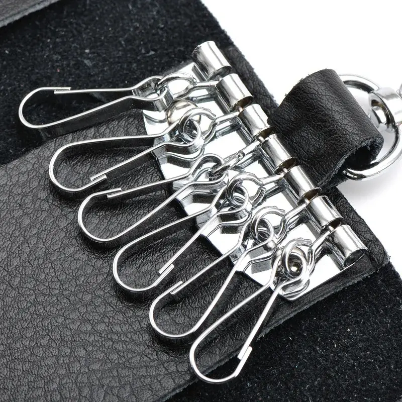 Thumbnail: Real Leather Key Holder Men Women Keychain Wallet Housekeeper Key Case