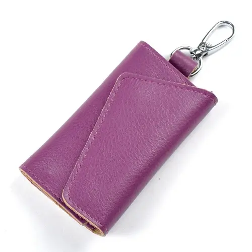 Thumbnail: Real Leather Key Holder Men Women Keychain Wallet Housekeeper Key Case