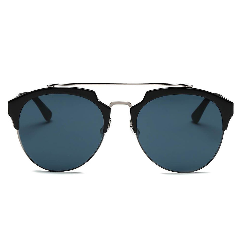 Thumbnail: COROLLA | Half Frame Mirrored Lens Horned Rim Sunglasses Circle