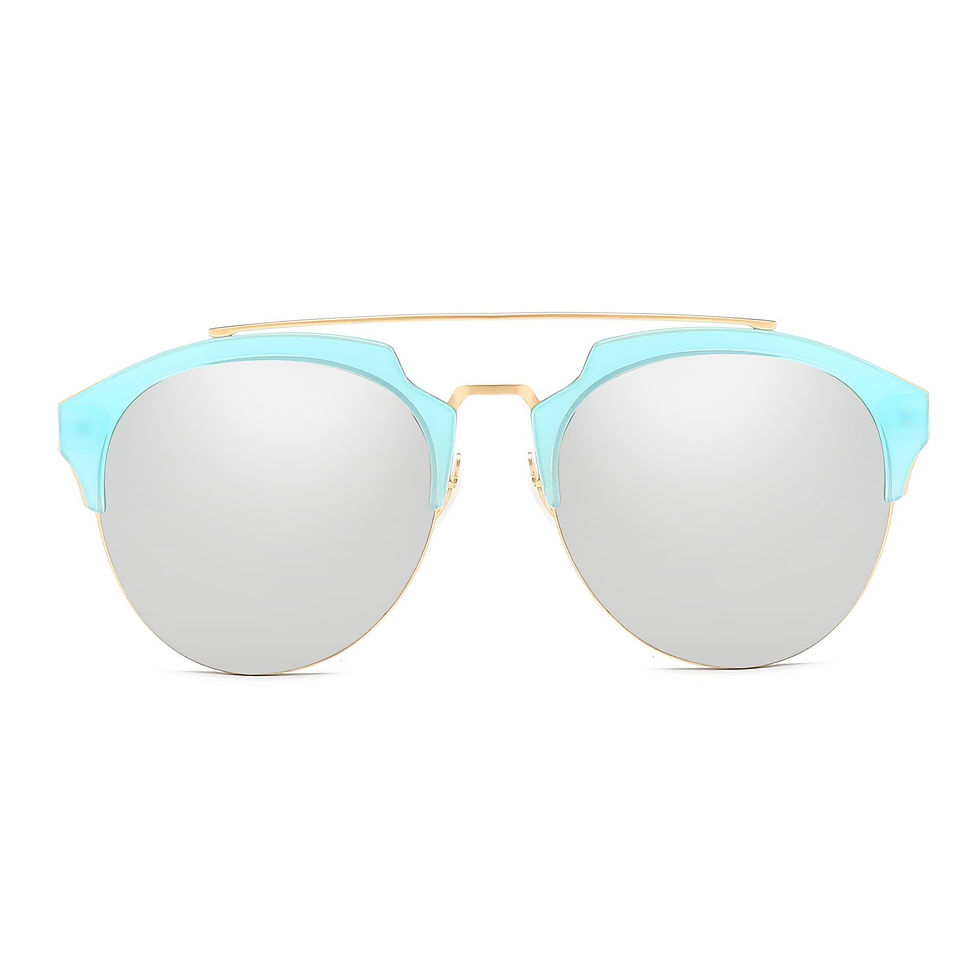 Thumbnail: COROLLA | Half Frame Mirrored Lens Horned Rim Sunglasses Circle