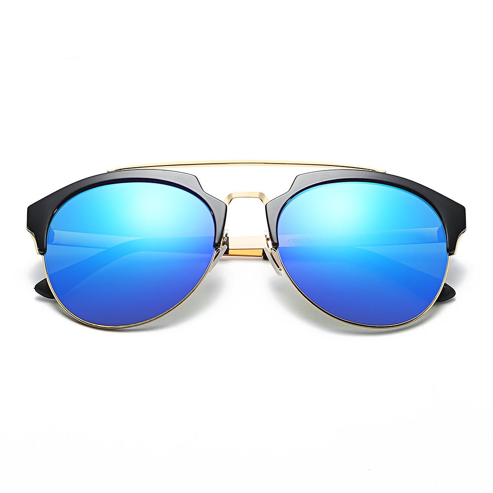 Thumbnail: COROLLA | Half Frame Mirrored Lens Horned Rim Sunglasses Circle