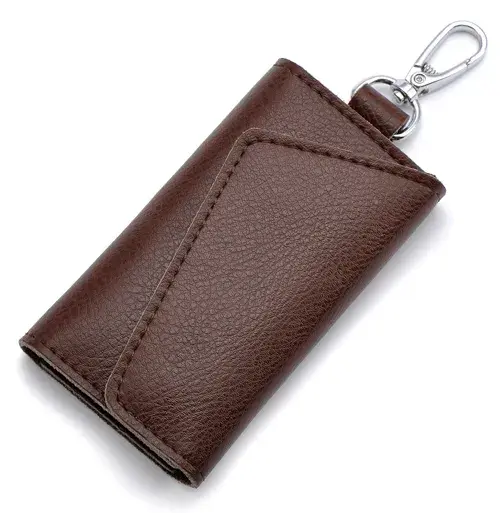 Thumbnail: Real Leather Key Holder Men Women Keychain Wallet Housekeeper Key Case