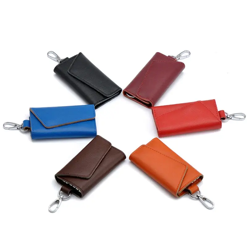 Thumbnail: Real Leather Key Holder Men Women Keychain Wallet Housekeeper Key Case