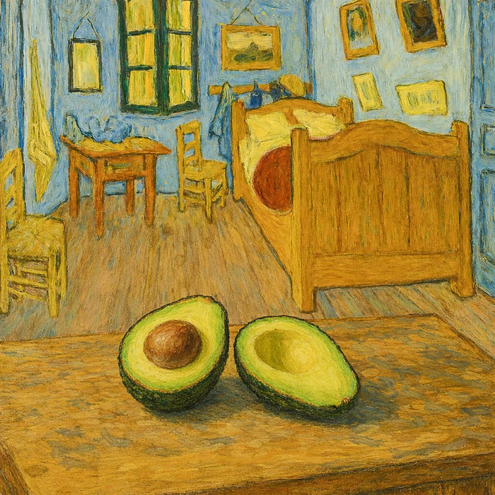 Avocado sul tavolo della Stanza di Van Gogh