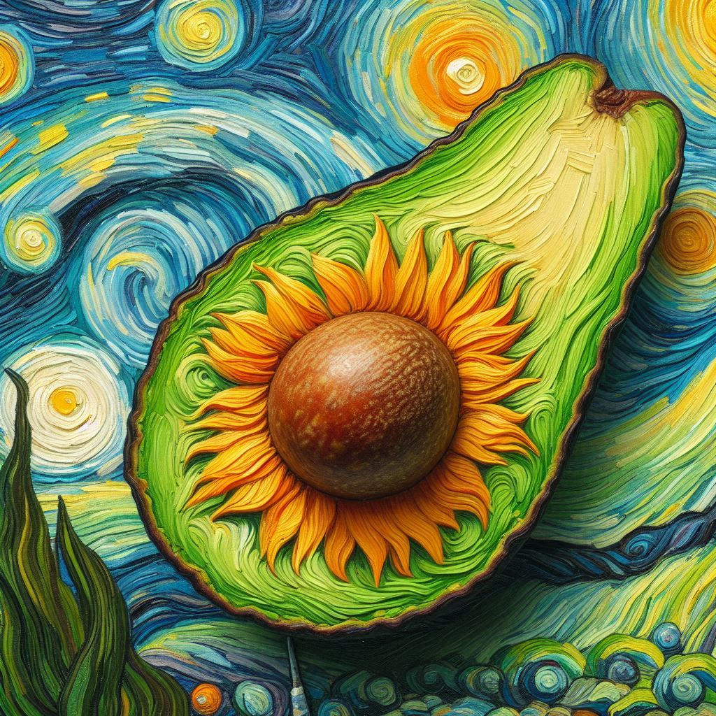 Avocado nella notte stellata di Van Gogh