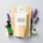 YOIL product with LAVANDA MONTE BIANCO, Argentine lavender oil, and flowers on white