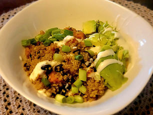 Quinoa with Maple Sweet Potatoes, Mushrooms & Black Beans: A Grounding, Seasonal Bowl