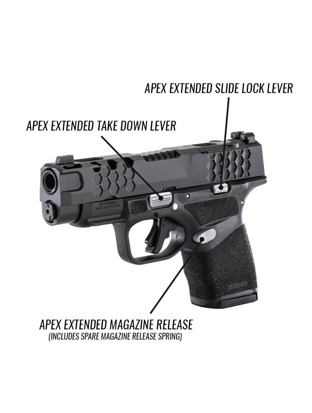 Apex Extended Control Set for Hellcat and Pro- קיט לחצנים מוגדלים בצבע כרום