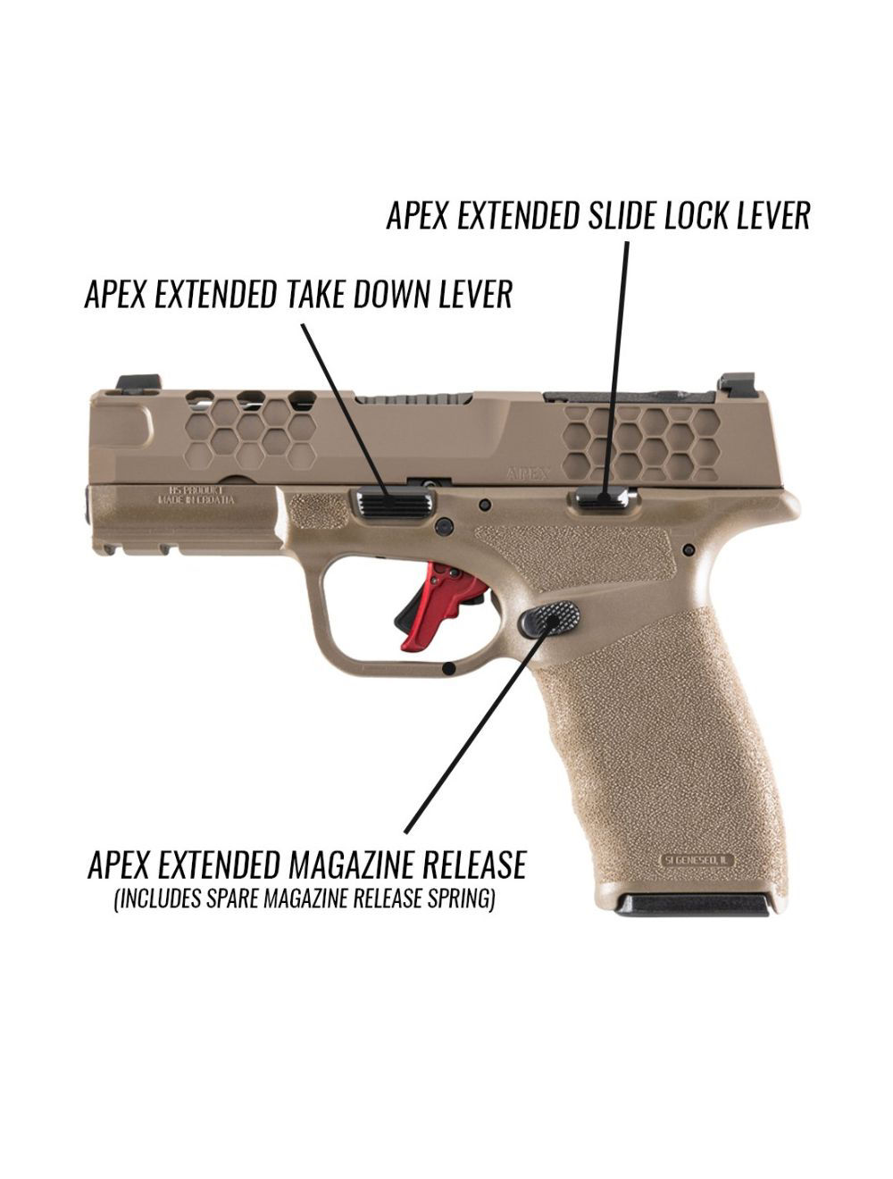 Apex Extended Control Set for Hellcat and Pro- קיט לחצנים מוגדלים מושחר