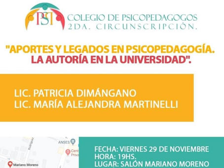 "Aportes y legados en psicopedagogía. La autoría en la Universidad"