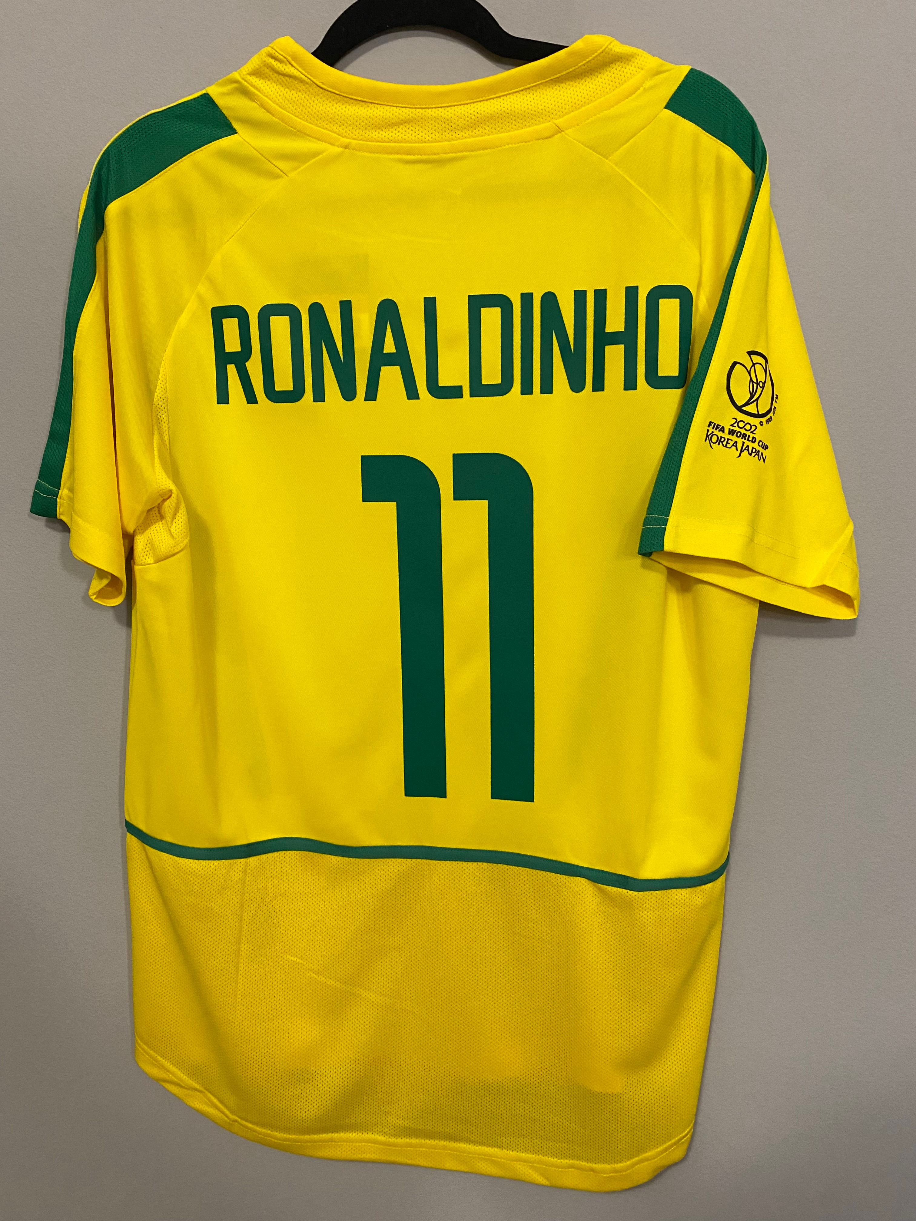 Brazil 2002 Ronaldinho World Cup home soccer jersey