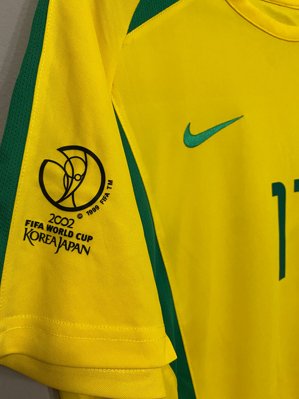 Thumbnail: Brazil 2002 Ronaldinho World Cup home soccer jersey